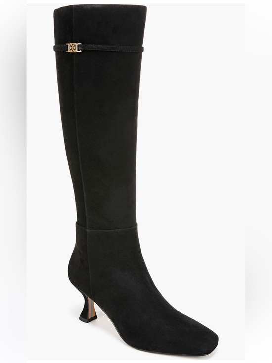 Sam Edelman Shoes - Sam Edelman Black Suede Over-the-Knee Boots with Gold Accent